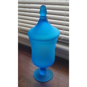 RARE Carol Moretti Rosenthal Netter Satin Blue Glass Apothecary Jar